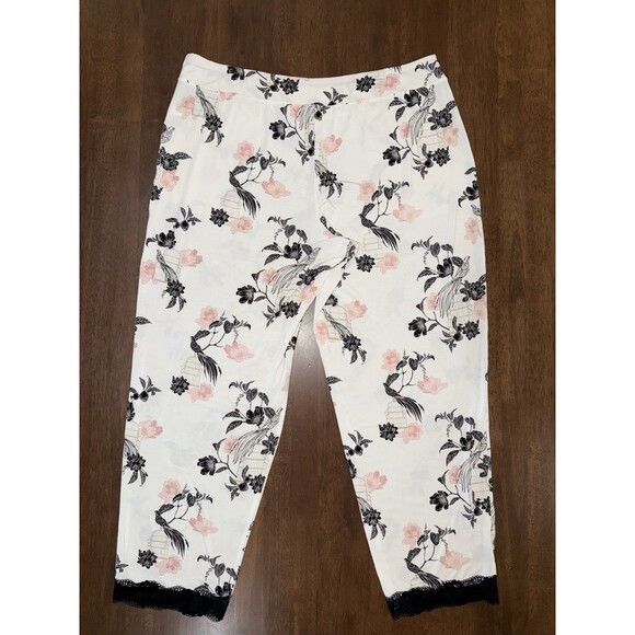 Soma Women’s Pajama Pants L Floral Birdcage Print Lace Trim Lounge Sleepwear - Picture 4 of 11